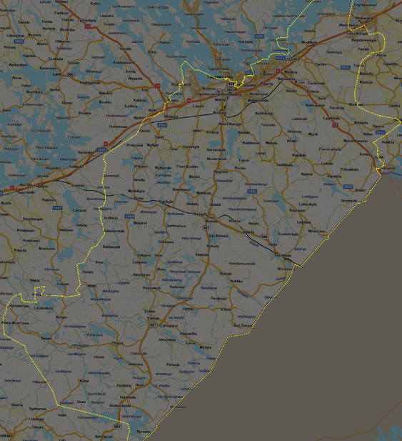 Ilmajohtoverkkojen tarkastukset kartalla.