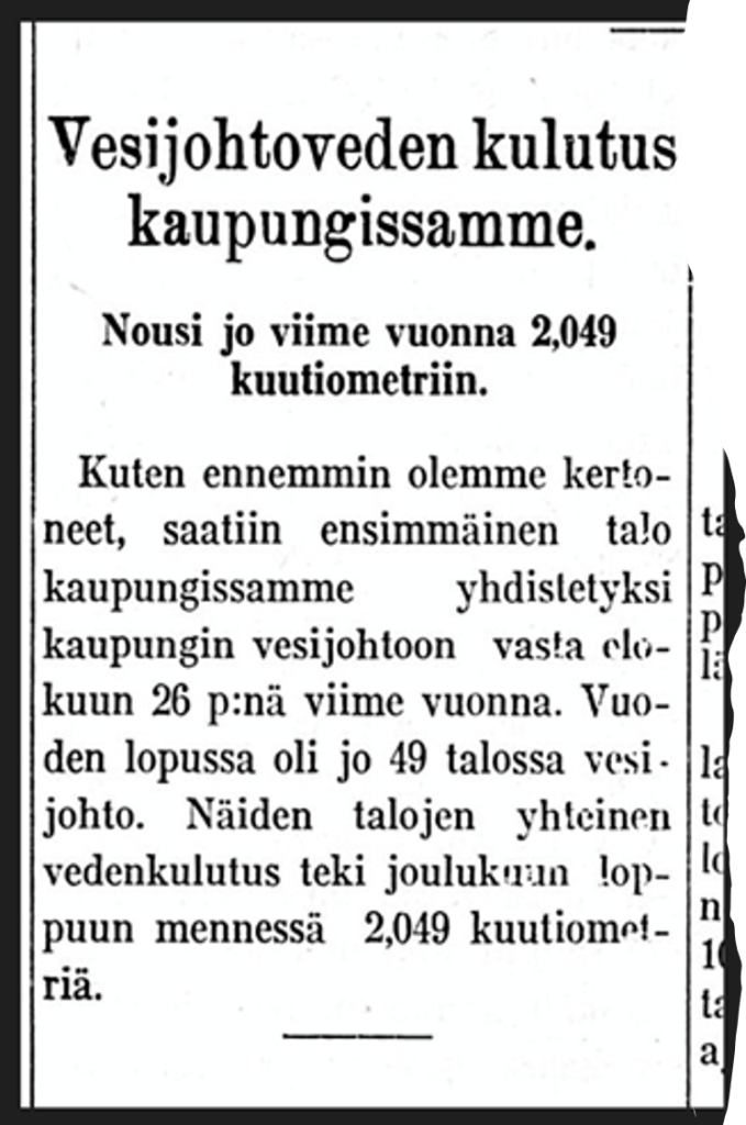 Vesihuoltoa vuosi kaupungissa - lehtiartikkeli