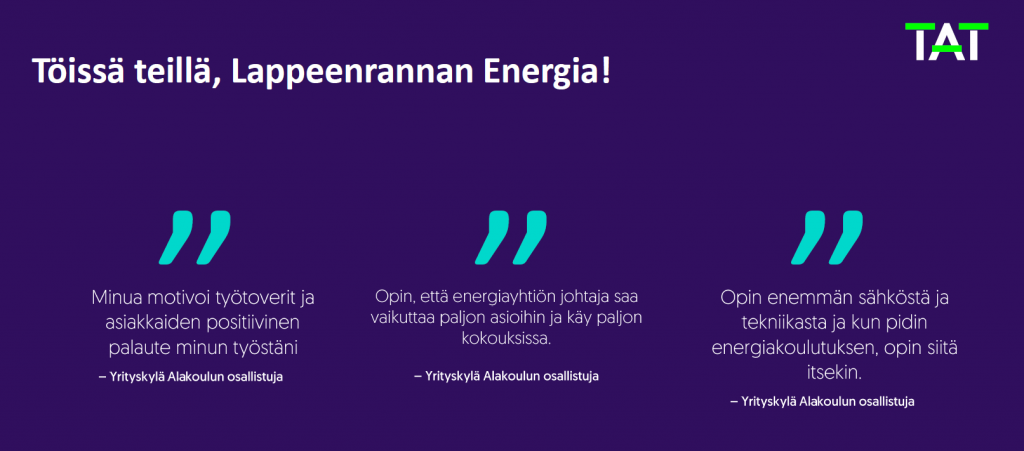 Yrityskyläläisten kommentteja Energiasta