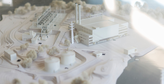 Lappeenrannan Lämpövoima - kuva Mertaniemen voimalaitoksen pienoismallista